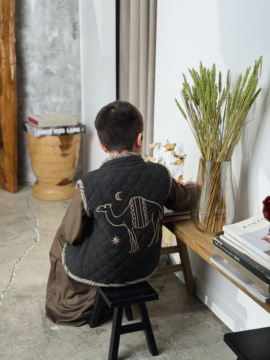 Shearling puffer vest (BLACK) (#342)