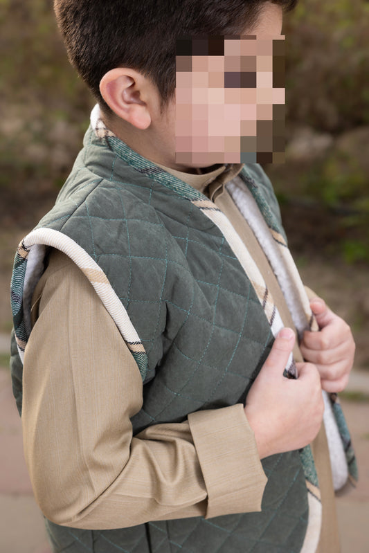 Shearling puffer vest (GREEN) (#342)