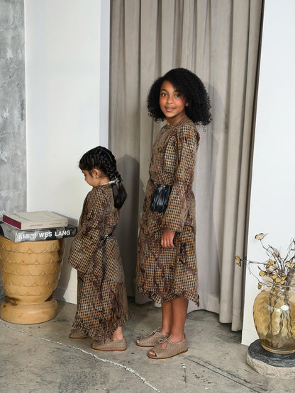 Brown checks dress (#341)