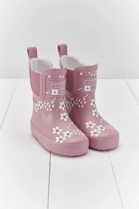 Pink Bloom Floral Short Color Changing Rainboots
