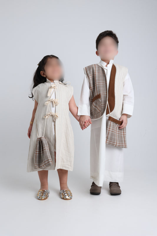 Tan leather boys vest