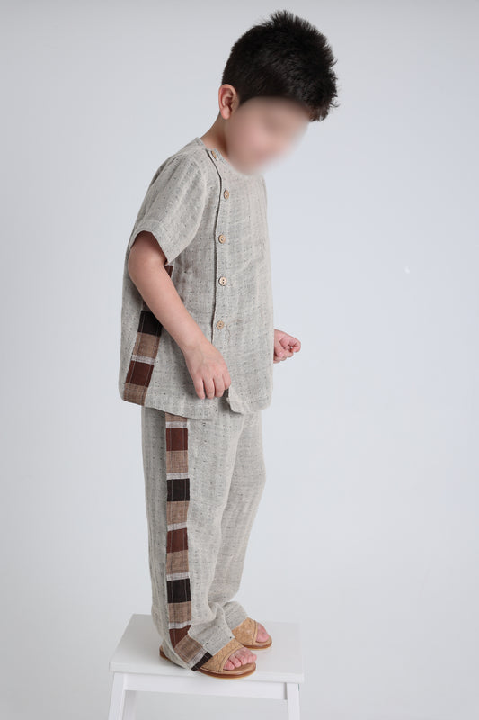 Boys beige linen set