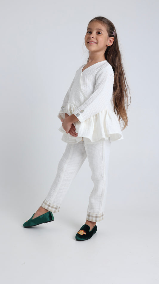 White ruffles girls set