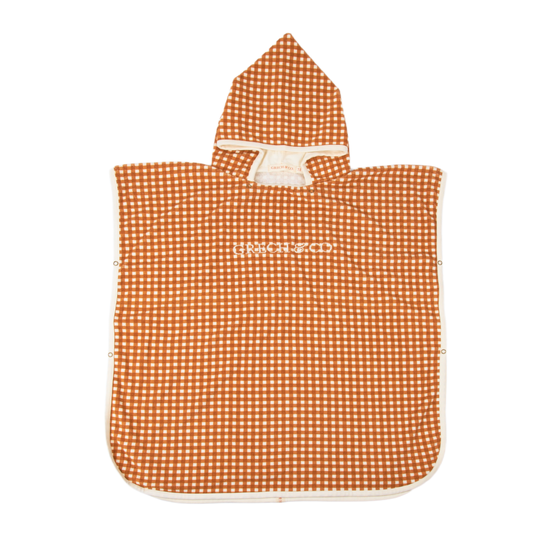 Gingham bathing poncho