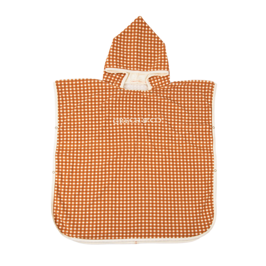 Gingham bathing poncho