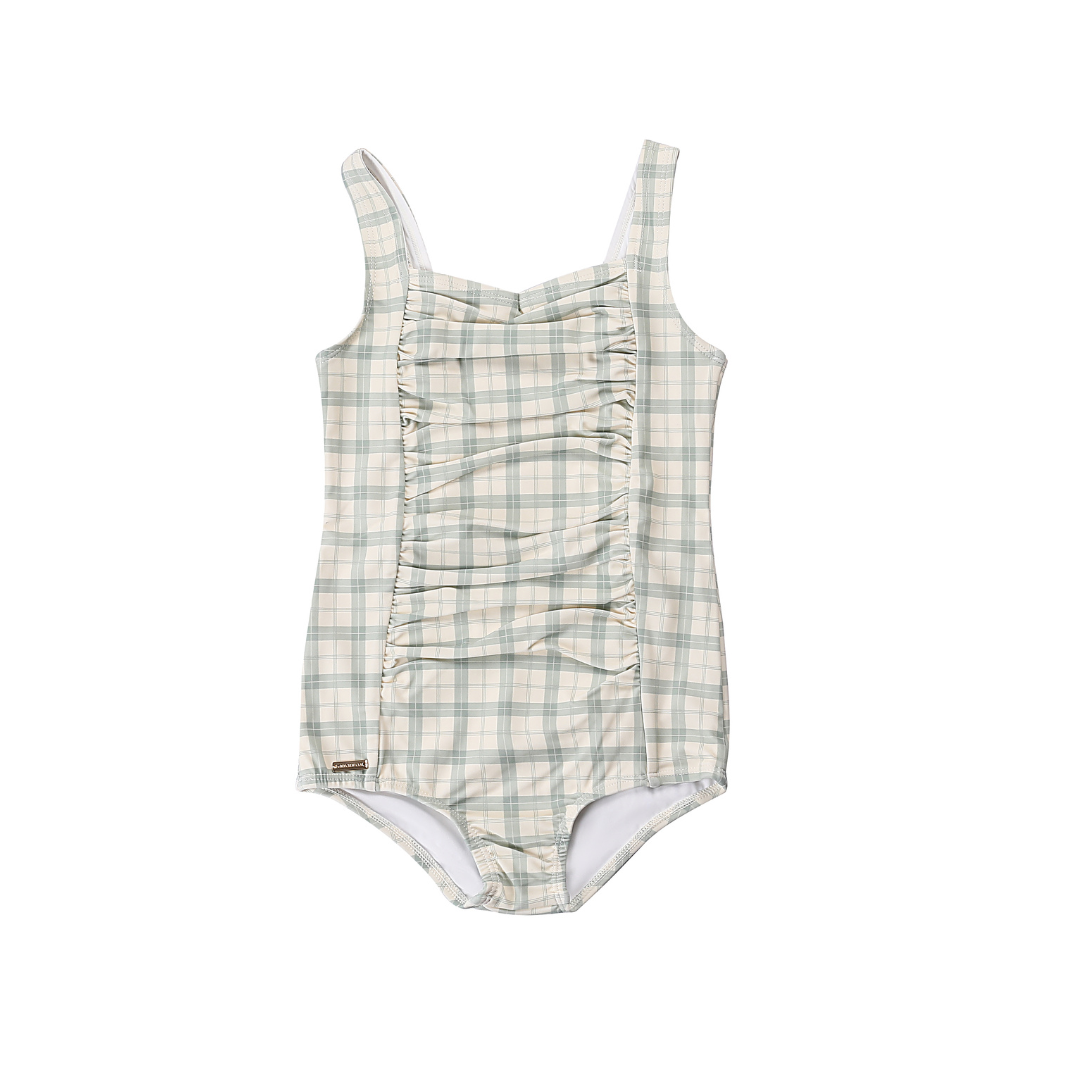 Fern Plaid Vintage Girls Swimsuit