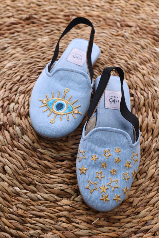 Denim Eye Sandals
