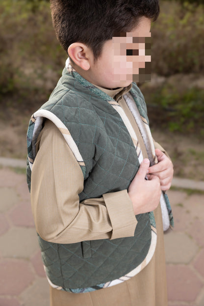 Shearling puffer vest (GREEN) (#342)