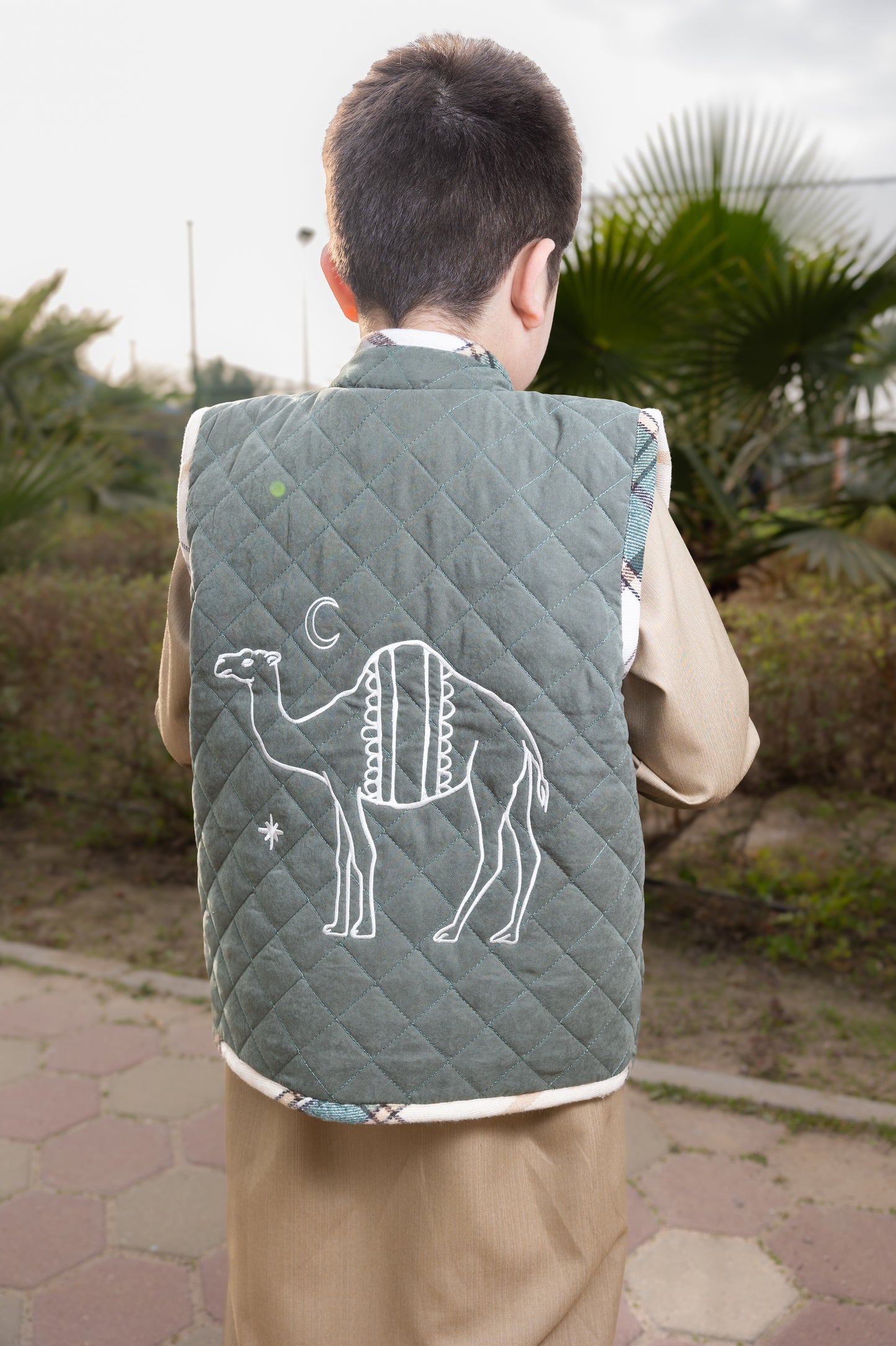 Shearling puffer vest (GREEN) (#342)