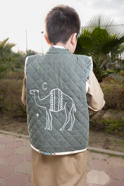Shearling puffer vest (GREEN) (#342)