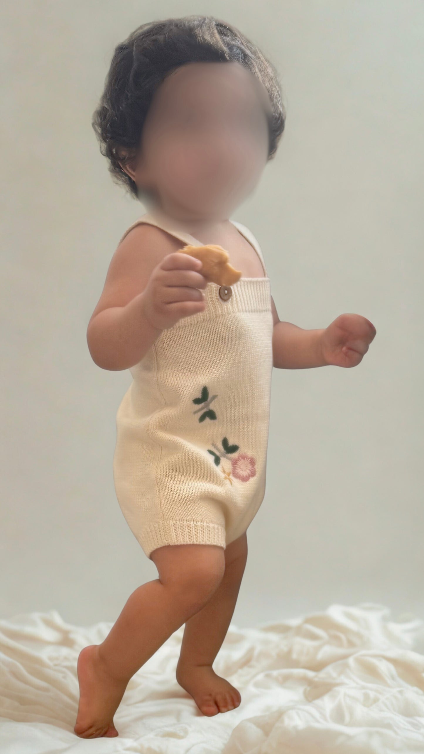 Floral Embroidered Cardigan & Romper Set