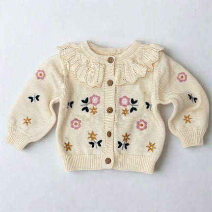 Floral Embroidered Cardigan & Romper Set