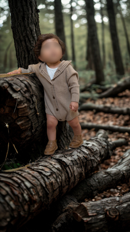 Knitted khaki romper