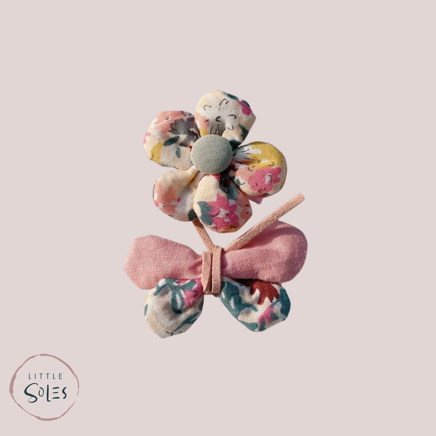 Pink floral hair clips