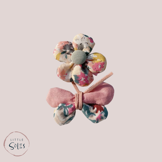 Pink floral hair clips