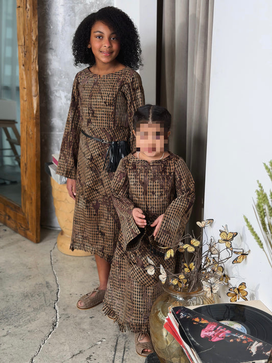 Brown checks dress (#341)