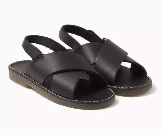 Black Cross Strap Sandals