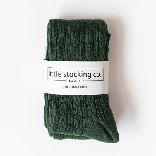 Forest Green Cable Knit Tights 6-12 M
