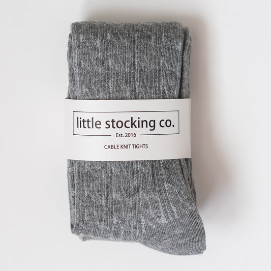 Gray Cable Knit Tights 6-12 M