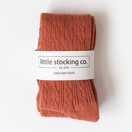 Rust Cable Knit Tights 7-8 Y